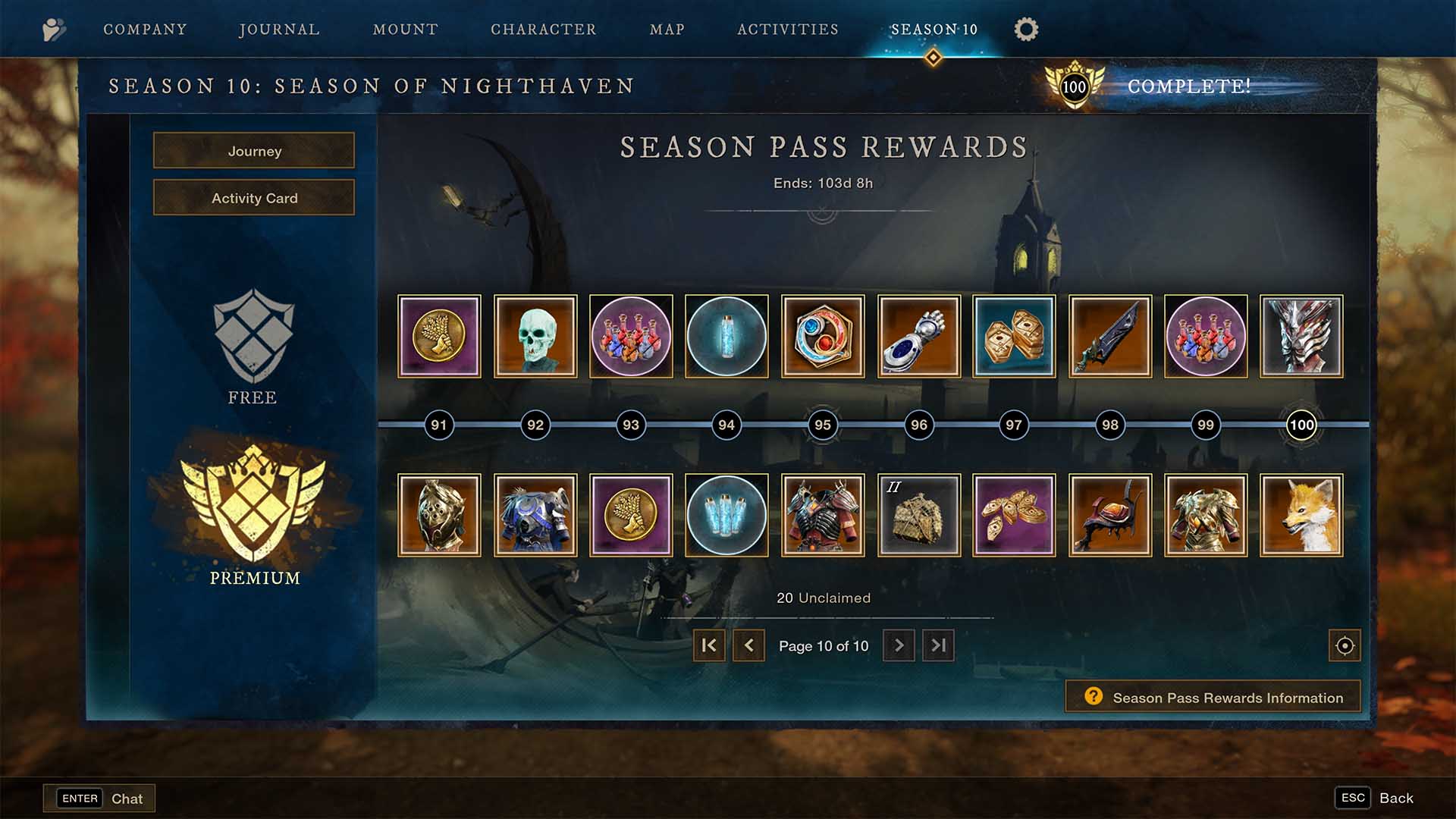 new world season 10 season pass rewards 100